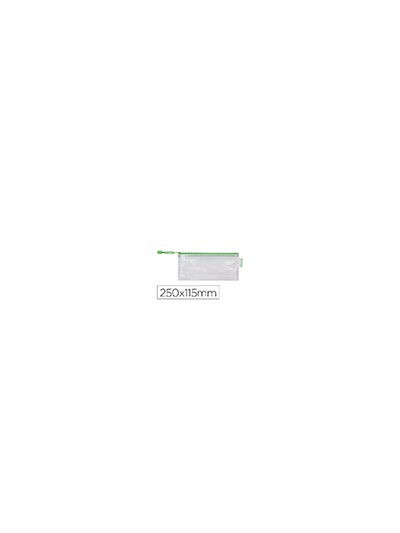 Bolsa multiusos tarifold pvc 250x115 mm apertura superior con cremallera portaboligrafo y correa color verde