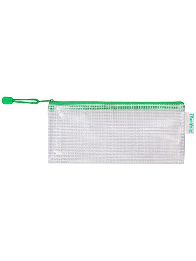 Bolsa multiusos tarifold pvc 250x115 mm apertura superior con cremallera portaboligrafo y correa color verde