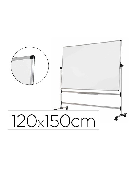 Pizarra blanca bi-office blanca de acero vitrifricado volteable doble cara 120x150 cm
