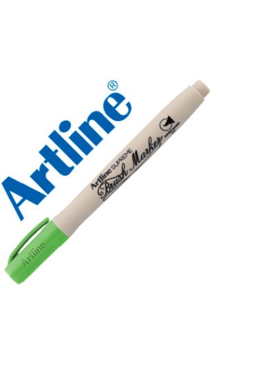 Rotulador artline supreme brush pintura base de agua punta tipo pincel trazo variable verde amarillento
