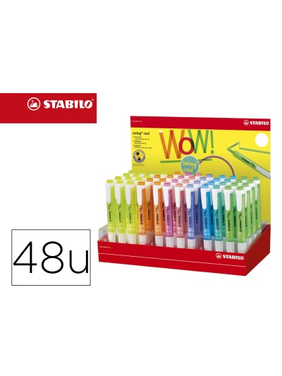 Rotulador stabilo fluorescente swing cool expositor de 48 unidades colores surtidos