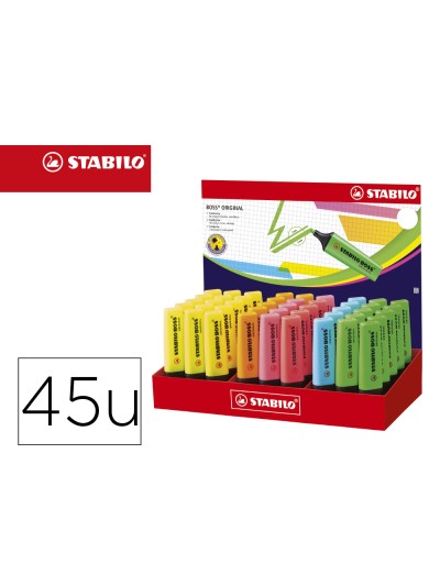 Rotulador stabilo boss fluorescente 70 expositor de 45 unidades colores surtidos