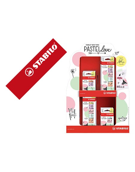 Rotulador stabilo boss mini pastel love expositor de 72 unidades colores surtidos