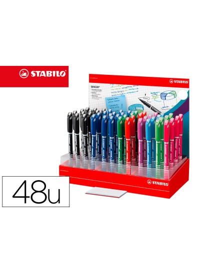 Rotulador stabilo sensor punta de fibra 0,3 mm expositor de 48 unidades colores surtidos
