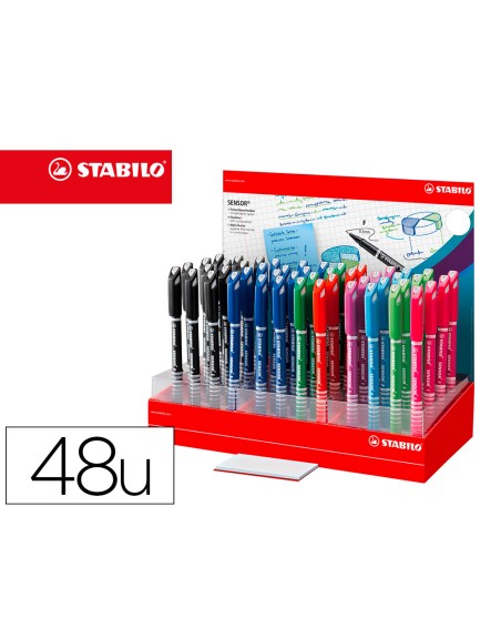 Rotulador stabilo sensor punta de fibra 0,3 mm expositor de 48 unidades colores surtidos