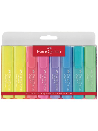 Rotulador faber fluorescente 1546 color pastel estuche 8 unidades surtidas