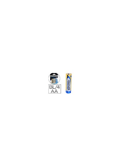 Pila maxell alcalina 1.5 v tipo aa lr06 blister de 4 unidades