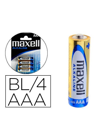 Pila maxell alcalina 1.5 v tipo aaa lr03 blister de 4 unidades
