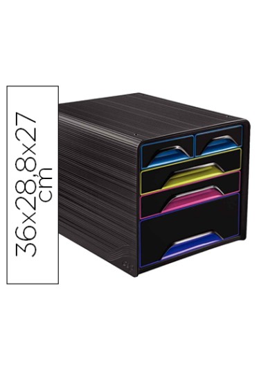 Fichero cajones de sobremesa cep 5 cajones mixtos negro/multicolor 360x288x270 mm