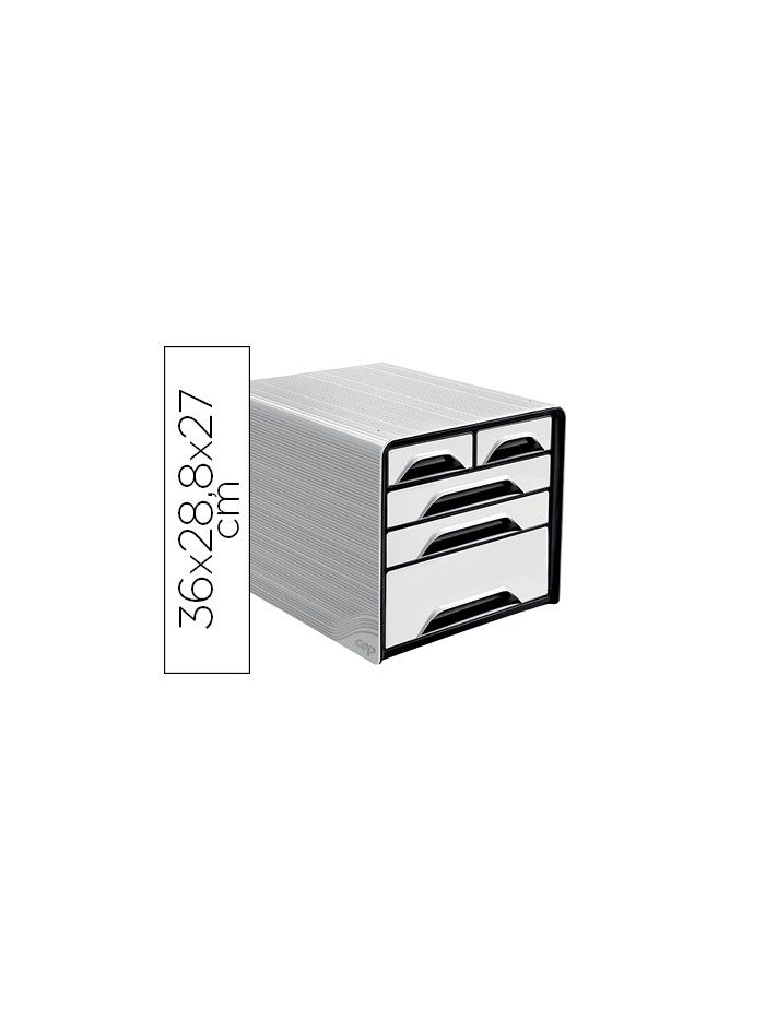 Fichero cajones de sobremesa cep 5 cajones mixtos blanco/negro 360x288x270 mm Fichero cajones de sobremesa cep 5 cajones mixtos blanco/negro 360x288x270 mm