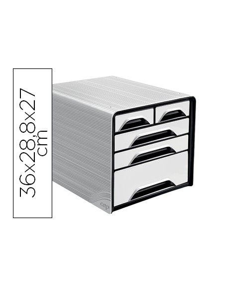 Fichero cajones de sobremesa cep 5 cajones mixtos blanco/negro 360x288x270 mm
