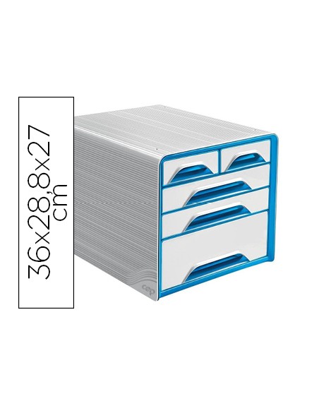 Fichero cajones de sobremesa cep 5 cajones mixtos blanco/azul 360x288x270 mm