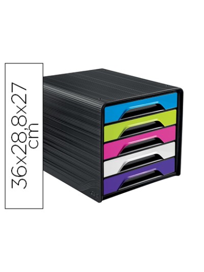 Fichero cajones de sobremesa cep 5 cajones negro/multicolor flashy 360x288x270 mm