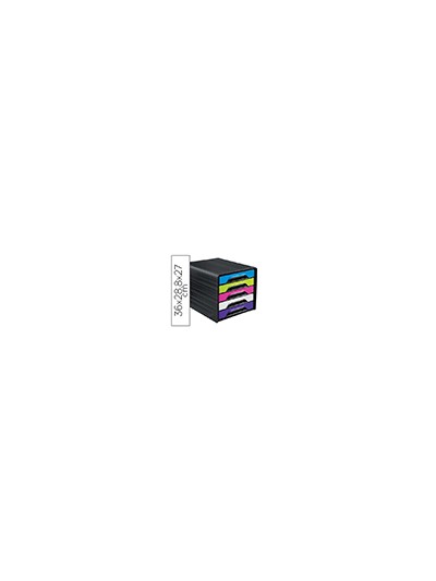 Fichero cajones de sobremesa cep 5 cajones negro/multicolor flashy 360x288x270 mm