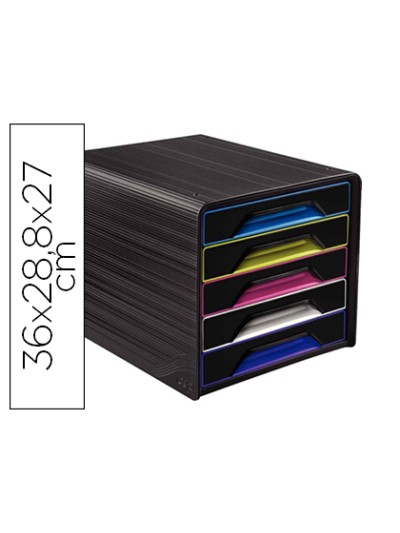 Fichero cajones de sobremesa cep 5 cajones negro/multicolor 360x288x270 mm