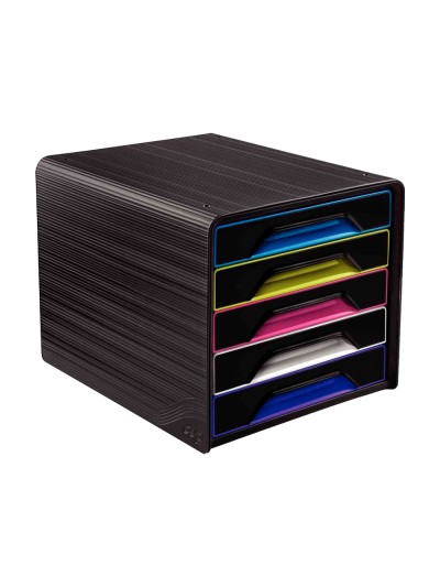 Fichero cajones de sobremesa cep 5 cajones negro/multicolor 360x288x270 mm