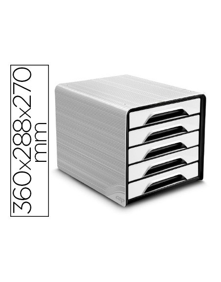 Fichero cajones de sobremesa cep 5 cajones blanco/negro 360x288x270 mm
