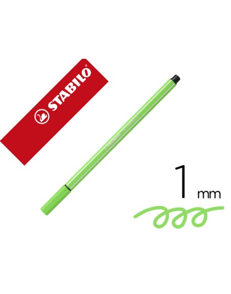 Rotulador stabilo acuarelable pen 68 verde neon punta gruesa 1mm