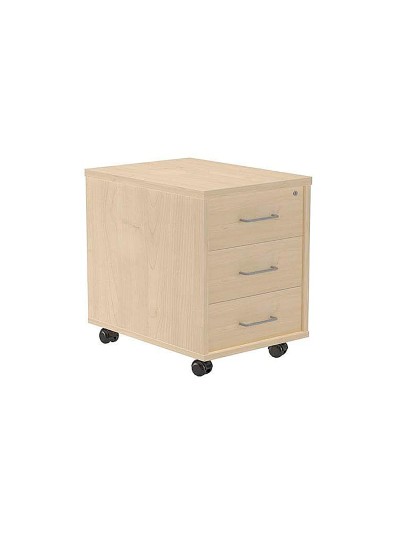 Cajonera rocada con tres cajones serie store 58x40x59,5 cm acabado ab01 aluminio/haya