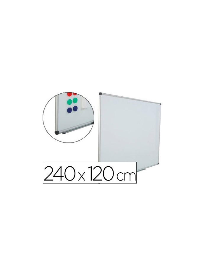 Pizarra blanca rocada acero vitrificado magnetico marco aluminio y cantoneras pvc 240x120 cm incluye bandeja Pizarra blanca rocada acero vitrificado magnetico marco aluminio y cantoneras pvc 240x120 cm incluye bandeja