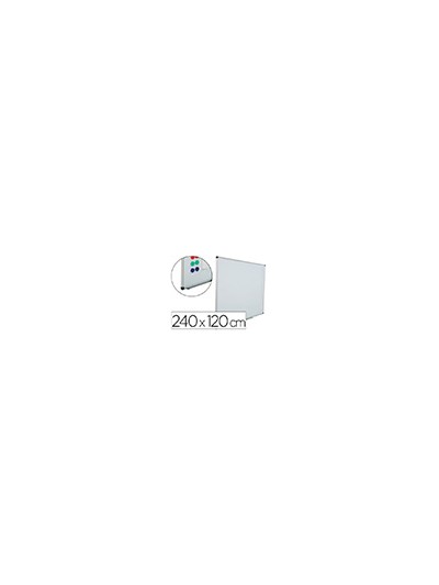 Pizarra blanca rocada acero vitrificado magnetico marco aluminio y cantoneras pvc 240x120 cm incluye bandeja