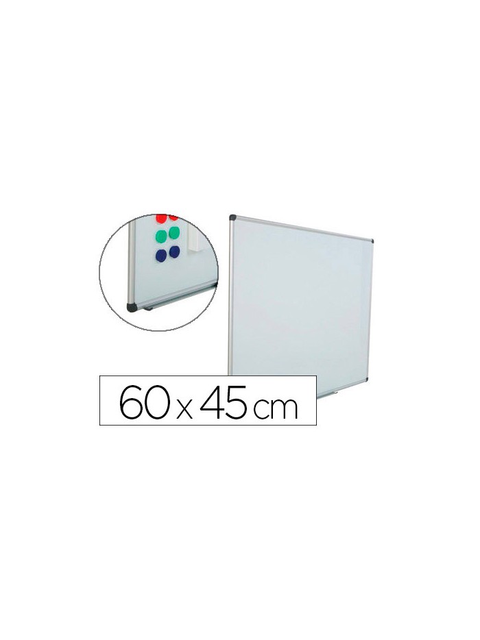 Pizarra blanca rocada acero vitrificado magnetico marco aluminio y cantoneras pvc 60x45 cm incluye bandeja para Pizarra blanca rocada acero vitrificado magnetico marco aluminio y cantoneras pvc 60x45 cm incluye bandeja para