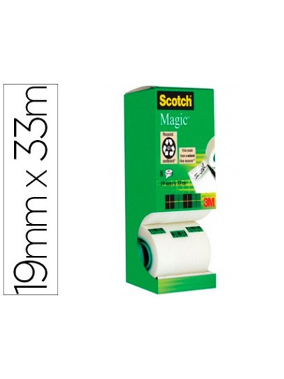 Cinta adhesiva scotch magic invisible 33 mt x 19 mm pack de 8 unidades