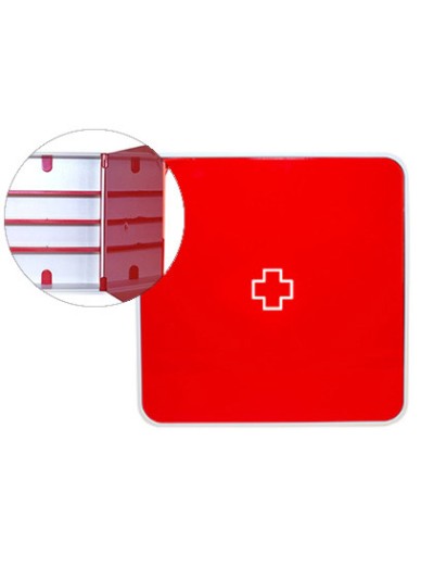 Botiquin paperflow plastico 3 estantes para medicinas 320x70x320 mm rojo