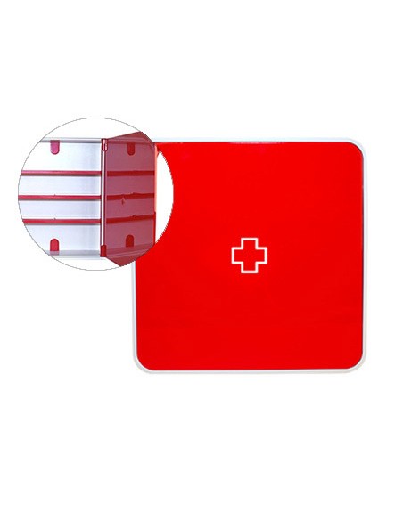 Botiquin paperflow plastico 3 estantes para medicinas 320x70x320 mm rojo