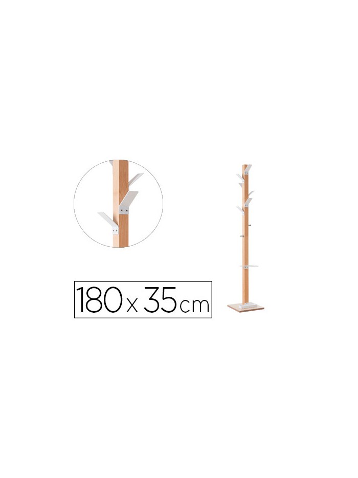 Perchero madera paperflow haya 8 colgadores con paraguero blanco altura 180 cm Perchero madera paperflow haya 8 colgadores con paraguero blanco altura 180 cm