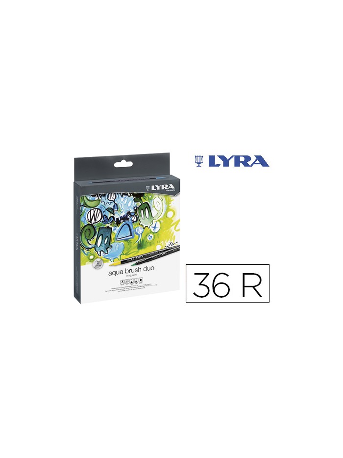 Rotulador lyra aqua brush duo caja de 36 colores surtidos Rotulador lyra aqua brush duo caja de 36 colores surtidos