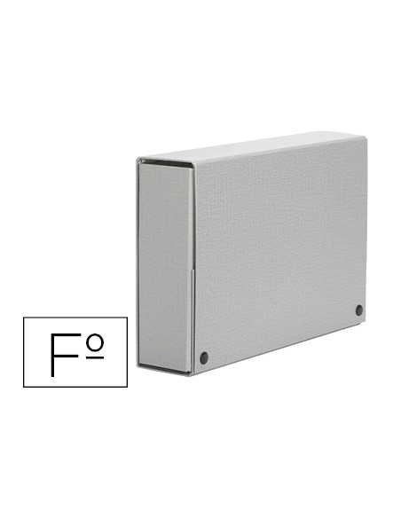 Carpeta proyectos pardo folio lomo 120 mm carton forrado gris con broche