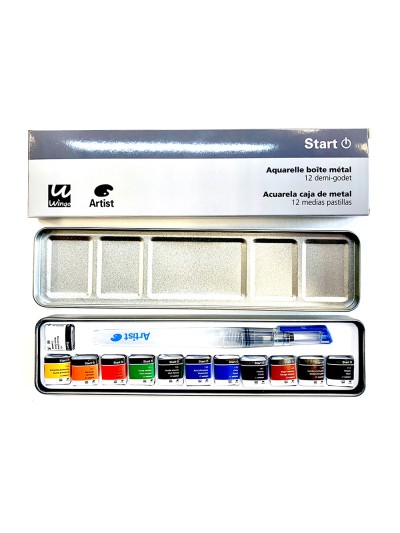 Acuarela artist start caja metal 12 colores surtidos + pincel rellenable