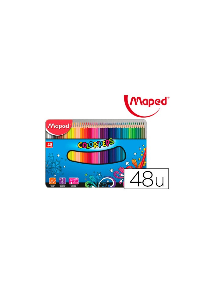 Lapices de colores maped color peps caja metalica de 48 lapices colores surtidos Lapices de colores maped color peps caja metalica de 48 lapices colores surtidos