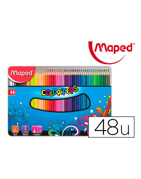 Lapices de colores maped color peps caja metalica de 48 lapices colores surtidos