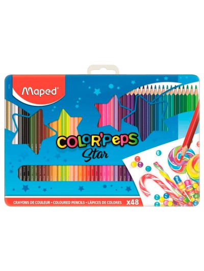 Lapices de colores maped color peps caja metalica de 48 lapices colores surtidos