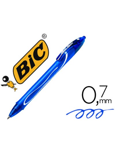 Boligrafo bic gelocity quick dry retractil tinta gel azul punta de 0,7 mm