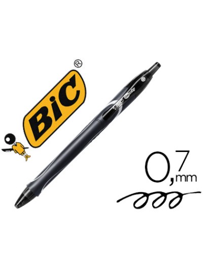 Boligrafo bic gelocity quick dry retractil tinta gel negro punta de 0,7 mm