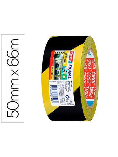 Cinta adhesiva tesa de seguridad amarilla y negra polipropileno 66 mt x 50 mm