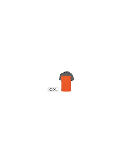 Camiseta de algodon deltaplus color gris/naranja talla 3xl