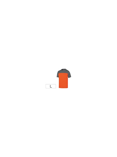 Camiseta de algodon deltaplus color gris/naranja talla l