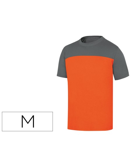 Camiseta de algodon deltaplus color gris/naranja talla m