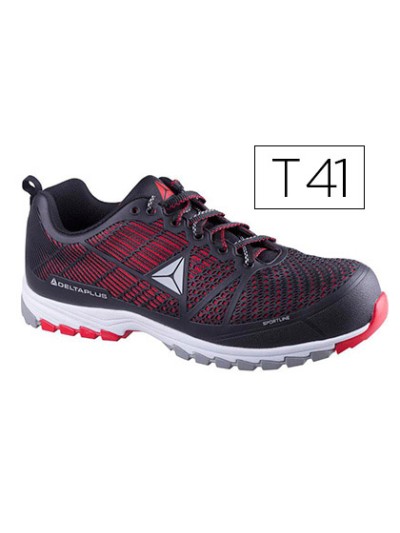 Zapatos de seguridad deltaplus de poliuretano y malla aireada s1p negro y rojo talla 41