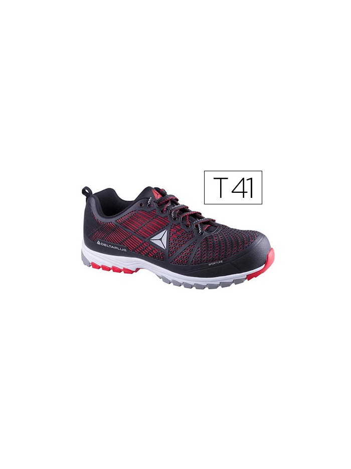 Zapatos de seguridad deltaplus de poliuretano y malla aireada s1p negro y rojo talla 41 Zapatos de seguridad deltaplus de poliuretano y malla aireada s1p negro y rojo talla 41
