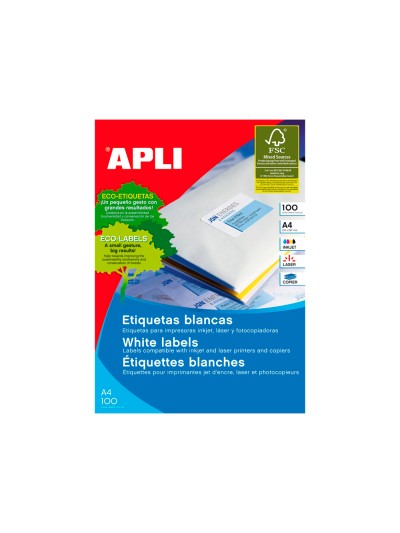 Etiquetas adhesivas apli 01282 tamaño 48,5x16,9 mm para fotocopiadora laser ink-jet caja de 100h dina4 6800 etiqu