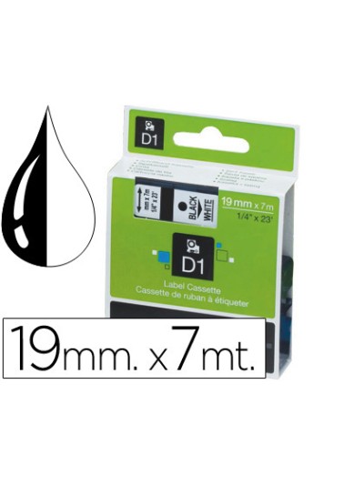 Cinta dymo negro-blanco 19mm x 7mt d1