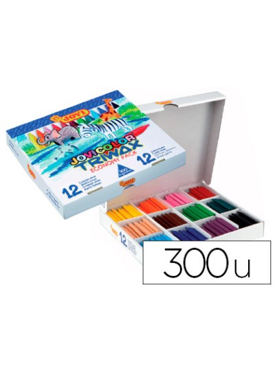 Lapices cera jovicolor triwax caja de 300 unidades 12 colores surtidos