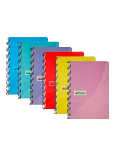 Cuaderno espiral papercop folio tapa extradura 80 hojas pauta 5 2,5 mm con margen 70 gr colores surtidos