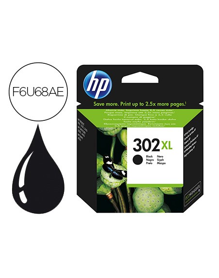 Ink-jet hp 302xl deskjet 1110 / 2130 / 3630 officejet 3830 / 4650 envy 4520 negro 480 pag