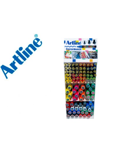 Expositor artline poster marker 96 unidades colores surtidos 51 uds 2 mm / 33 uds 6 mm / 12 uds 12 mm